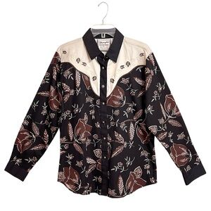 Wrangler Womens Vintage Floral Western Shirt XL NWT Deadstock Pearl Snap Cowgirl